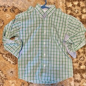 NWOT bella bliss Green and White Plaid Kids Button Down Shirt and Short Set Sz 5